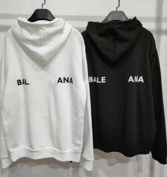 

designer balencigas balanciagas hoodie paris front and back letters plush sweater pure cotton men's and women's fashion brand hood, Black