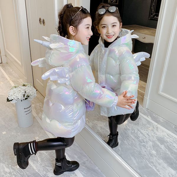 

down coat 2 12 year toddler girl jacket cute unicorn hooded pearl color winter for girls long waterproof children outwear 221007, Blue;gray