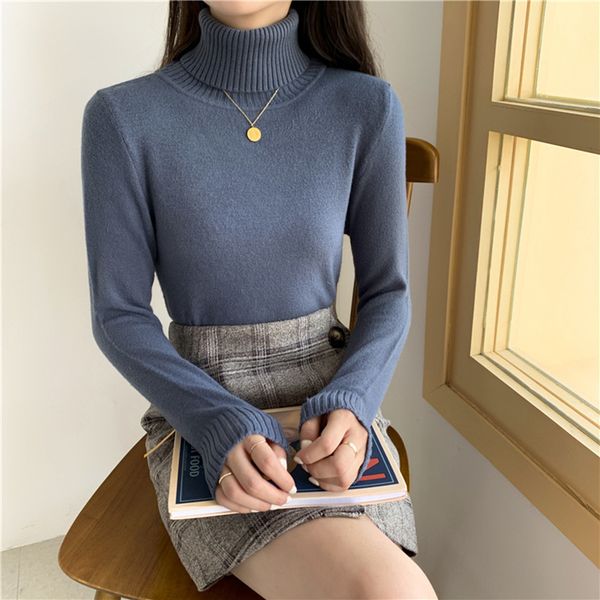 

women's knits tees womens sweaters winter turtleneck sweater women thin pullover jumper knitted sweater pull femme hiver 221007, White