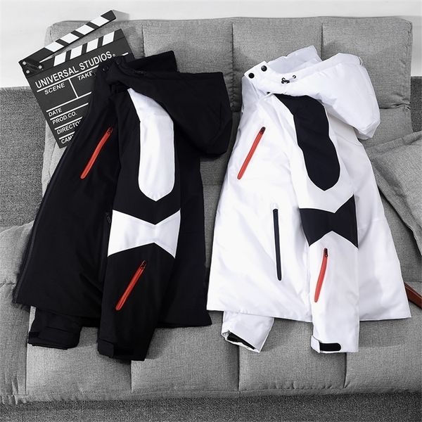 

mens down parkas arrival youth coolest coat mixed color korean style fashion male couple outfit thick warm wanter jackets 2201006, Black