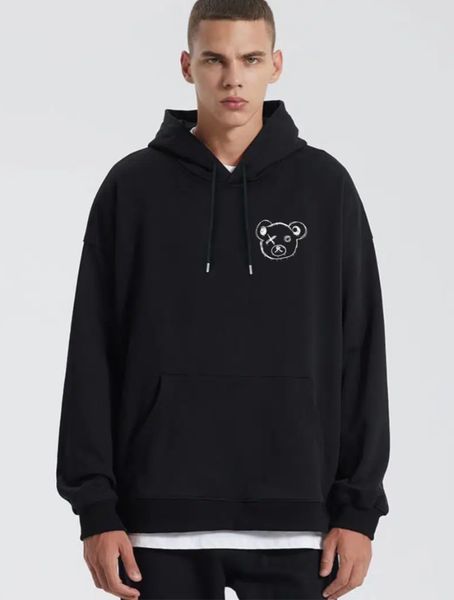 

men's black warm loose simple style hoodie sweater long sleeve, White;black