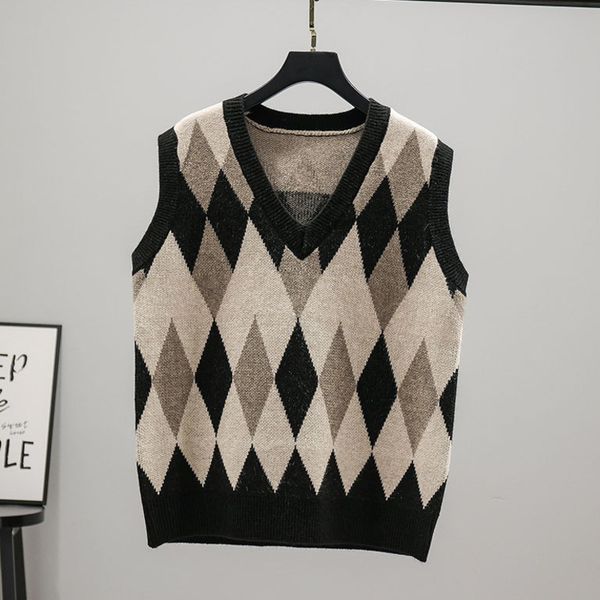 

women's vests 3939 autumn winter short sleeveless sweater vest women vneck slim korean style vintage knitted vest female outerwear knit, Black;white