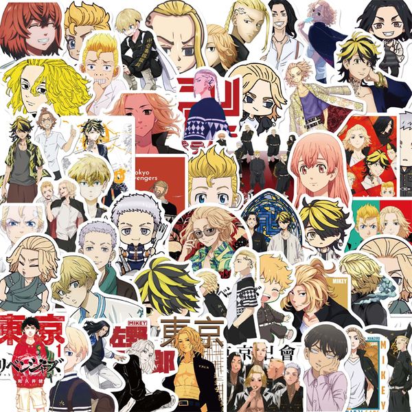 

50pcs anime tokyo revengers stickers draken graffiti kids toy skateboard car motorcycle bicycle sticker decals wholesale