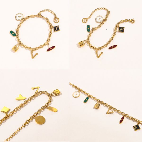 

fashion bracelets popular brand link chain designers jewelry charm bracelet for women holiday birthday party gift gold-plated, Black