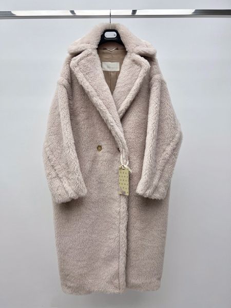 

women's trench coats european designer designed cashmere vanilla cashmere water ripple teddy bear coat, Tan;black