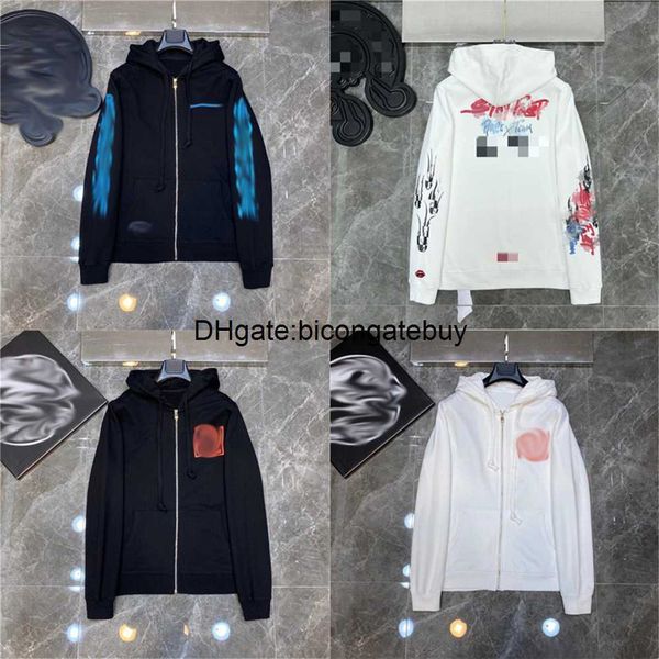 

men's fleece fashion mens designer sweatshirts classic brand ch loose hoodie horseshoe sanskrit print luxury zipper jacket pullover hoo, Black