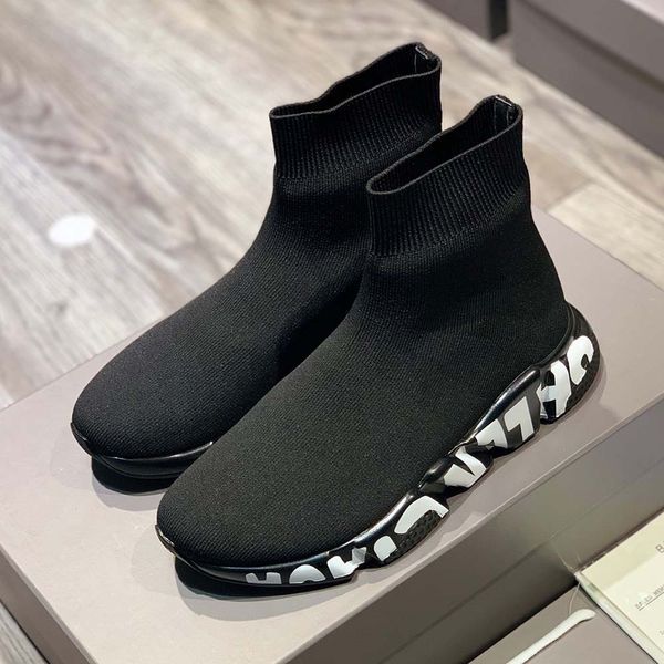 

designer sock lace-up casual shoes speed runner trainer 1.0 sneakers luxury women men fashion socks speeds sneaker platform stretch knit lac, Black