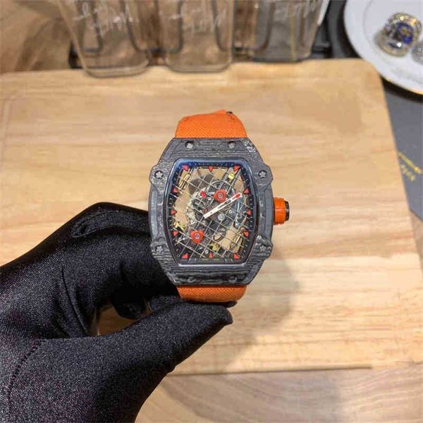 

multi-function superclone watches wristwatch designer luxury mens mechanics watch richa milles wristwatch men's fiber shell hollow poin, Slivery;golden