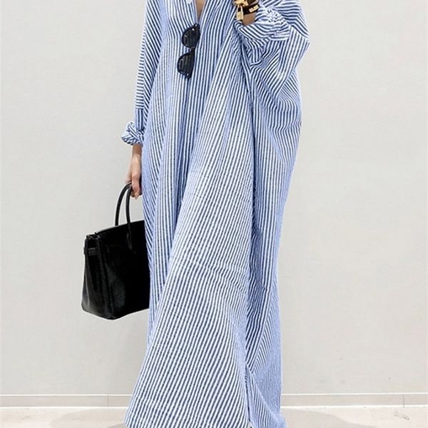 

casual dresses stripe printed beach party sundress zanzea autumn bohemian women long sleeve lapel dress fashion loose vestidos 221007, Black;gray
