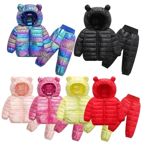 

clothing sets winter children boys clothes set down jacket coat pants for girl 1-5 years kids bab snowsuit thicked costume 221007, White