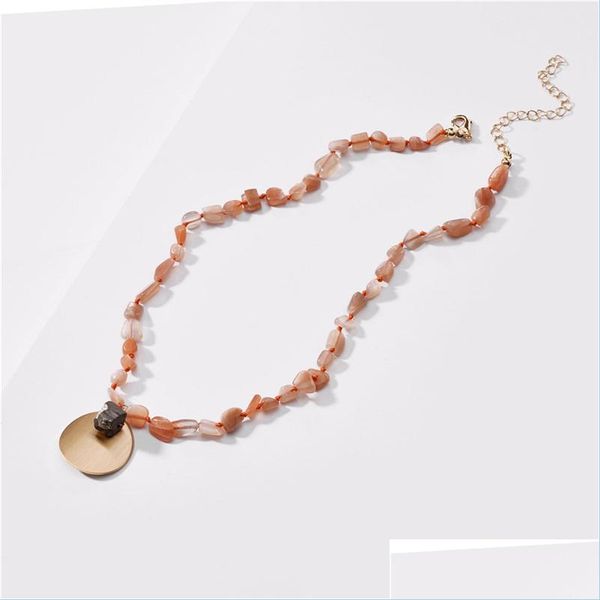 

chains summer fancy power natural stone bead strand short chunky necklace gold color disc pendant necklaces chains 3506 q2 drop deliv dhmjo, Silver