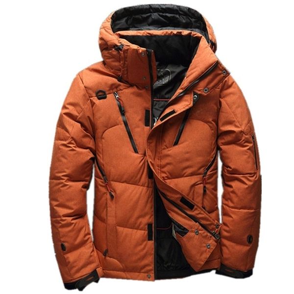 

men's down parkas casual winter warm snow jackets men's clothing white duck down jacket parkas man thicken coats male 20 degree wi, Black