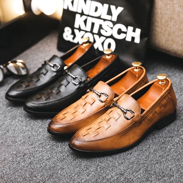

braided brogue leather oxford shoes vintage old metal buckle pointed toe one stirrup men's fashion formal casual shoes multiple sizes, Black