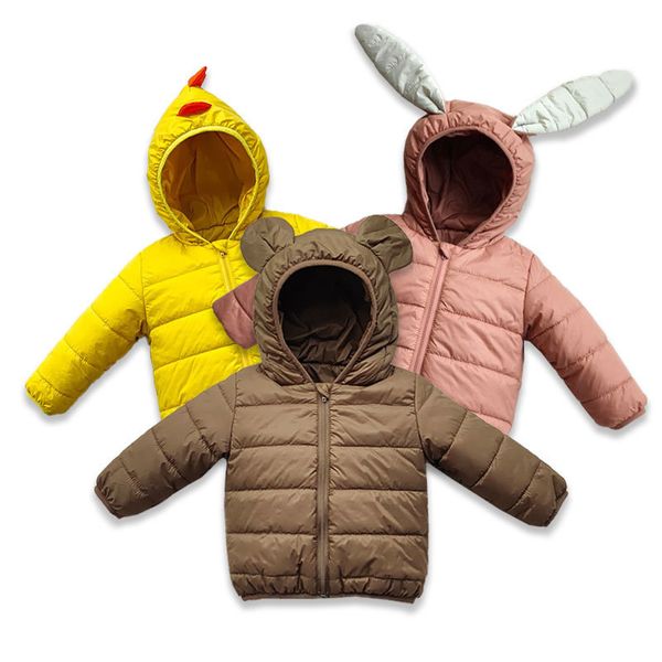

down coat cartoon children hooded padded animals pattern outerwear chick s boys rabbit parkas jacket autumn warm 221007, Blue;gray