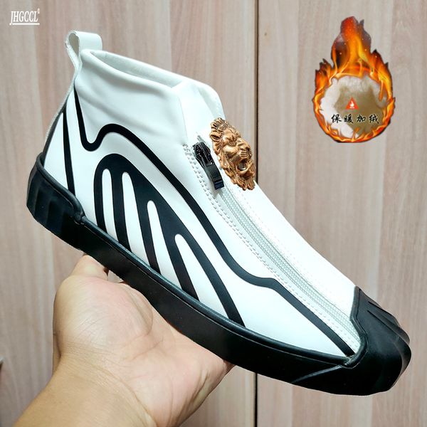 

new men's designer boots high plate shoes breathable zipper mens sportswear shoes cotton thermal boot a3, Black