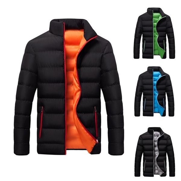 

men's down parkas stand collar winter coat cotton thickened warm parker solid color fashion street style m-4xl 221007, Black