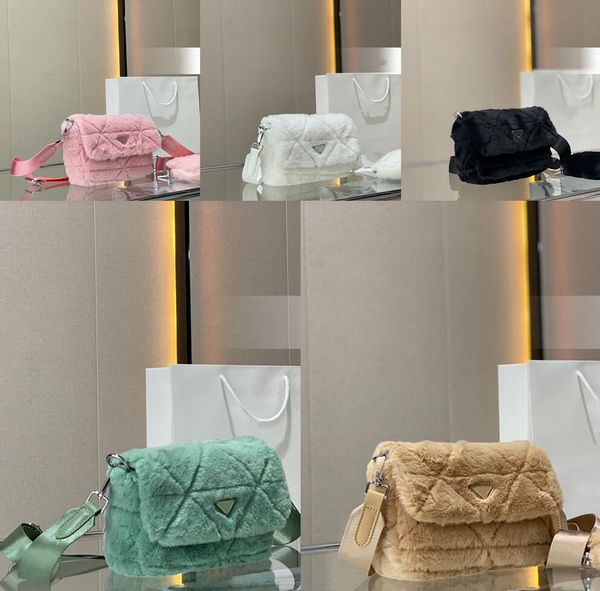 

winter plush shoulder bags fashion two-piece leisure handbag envelope bag designer brand messenger bag womens solid color furry handbags cha
