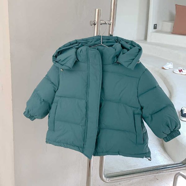 

jackets winter boys and girls regular length solid color down jacket 1-6 years old boy and girl windproof warm down jacket l221007, Blue;gray