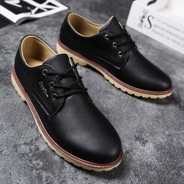

dress shoes men leather man oxford lace up casual moccasins comfortable fashion office footwear loafers male 221007, Black