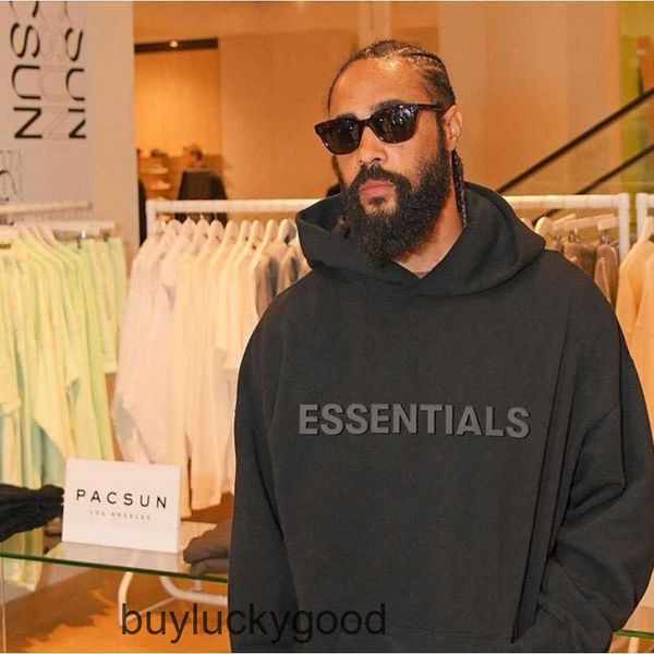 

designer mens hoodie fog sweatshirt women hoodies pullover casual hooded sweater double line front three dimensional letter pressure printin, Black