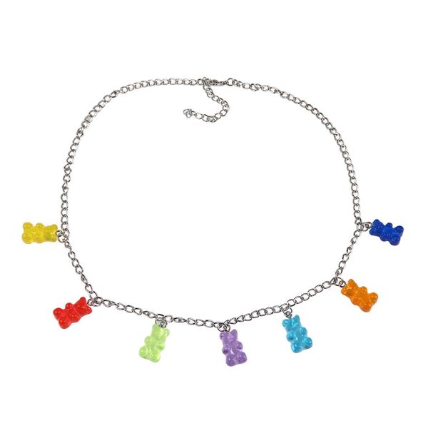 

pendant necklaces fashion cute cartoon bear chain necklaces candy color pendant for women girl daily jewelry party gifts drop bdehome dhx9e, Silver