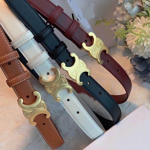 

celins belts 2020 spring and summer new korean version of ins arc de triomphe leather men's women's versatile casual accessories d, Black;brown