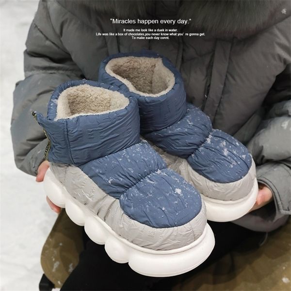 

boots chunky high heels 5cm women men ankle boots winter platform soft female cotton shoes outdoor waterproof snow boot 221007, Black