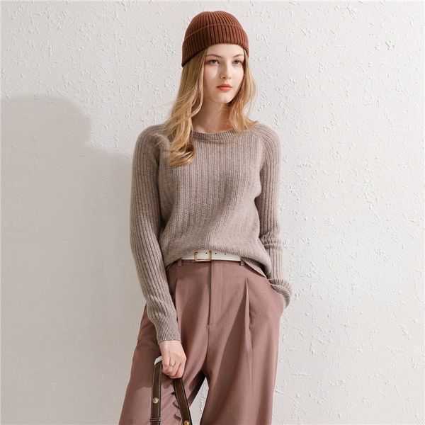 

women's knits tees autumn women 100 pure wool sweater cashmere oneck pullover slim solid color knit bottoming shirt plus size 221007, White