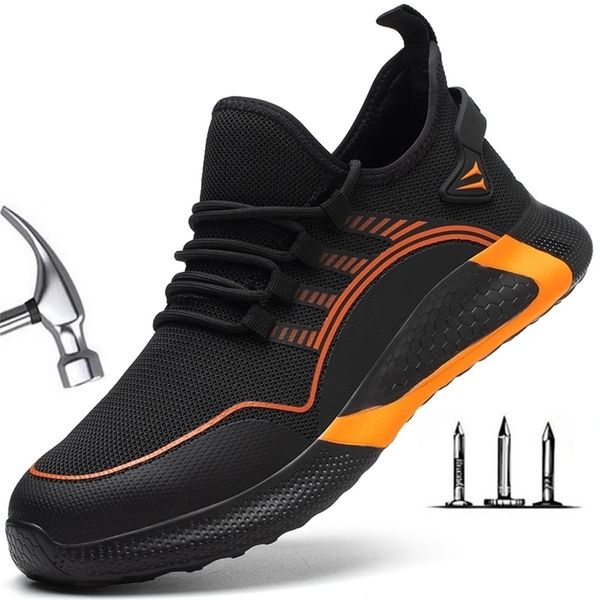 

boots 2022 lightweight work safety shoes for man breathable sports safety shoes work boots s3 antismashing antiiercing 221007, Black
