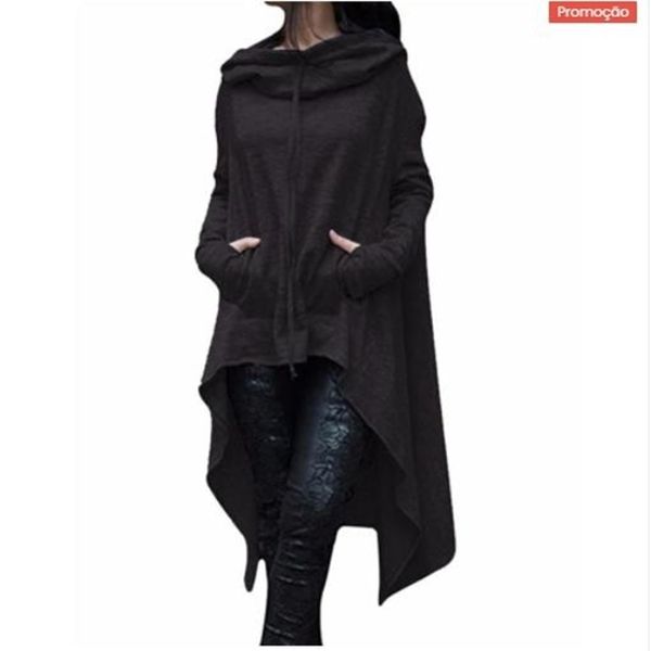 

women's hoodies sweatshirts style european and american fashion solid color long hooded sweater 221007, Black