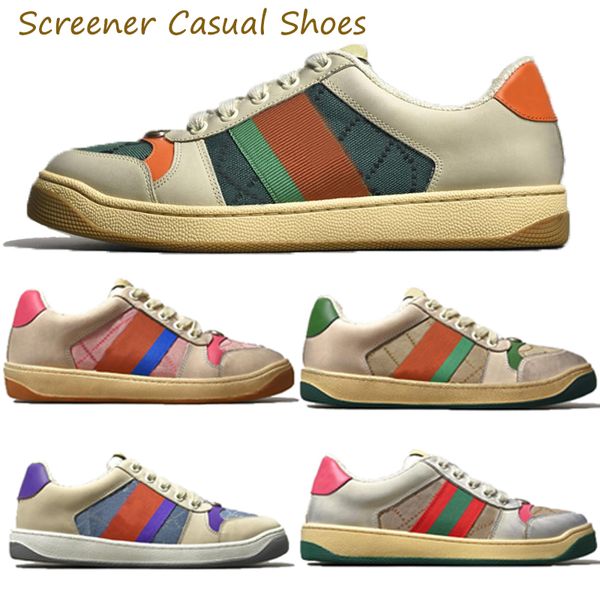 

2023 with box designer shoes fashion screener dirty leather lace-up tennis shoe fabric low canvas sports casual men women sneaker