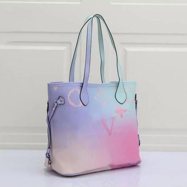 

louiseity summer viutonity tote bag fashion handbag purse shoulder bags wallet leather gradient classic removable zipped pouch lar