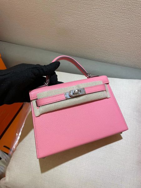 

women bag mini totes 19.5cm luxury purse design shoulder bag handmade quality chevre leather wax line stitching gold and silver hardware to
