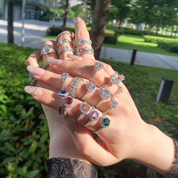 

fashion women's band rings s925 sterling silver ring for women inlaid with diamond zircon luxury wedding ring party proposal jewelry ac