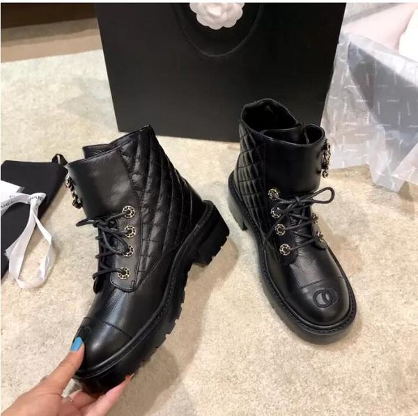 

platform boots shoes combat boot shoe heavy duty black chunky leather lace-up chains buckle low heel martin booties ankle luxury designers b