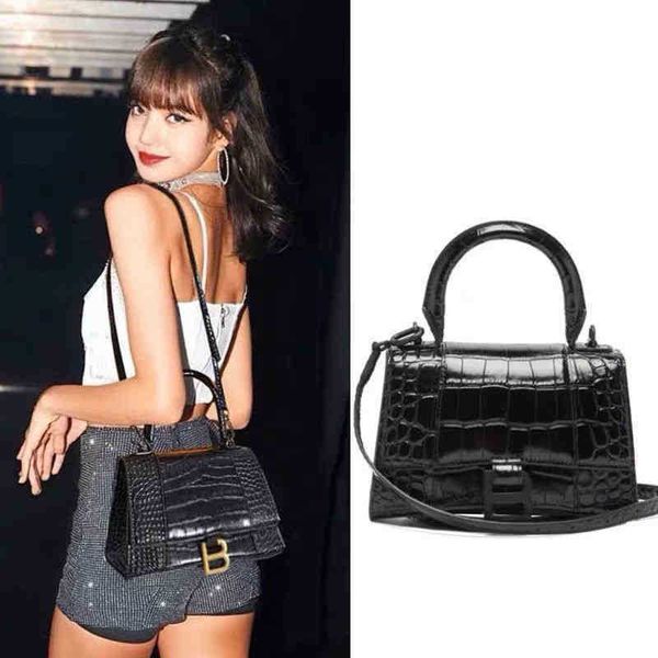 

balenciga italy handbag designer hourglass 2022 leather bag women's net red b home high version pink mini crocodiless xs large white em