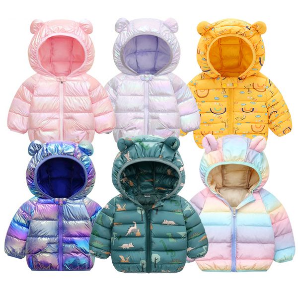 

down coat autumn and winter cartoon children's down cotton padded jacket with bright surface for boys girls hooded 221007, Blue;gray