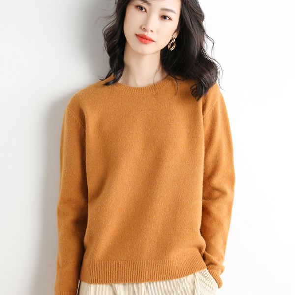 

women's knits tees brand autumu winter sweater women oneck pure wool pullover female knit thickening bottoming warm slim pullover 22100, White