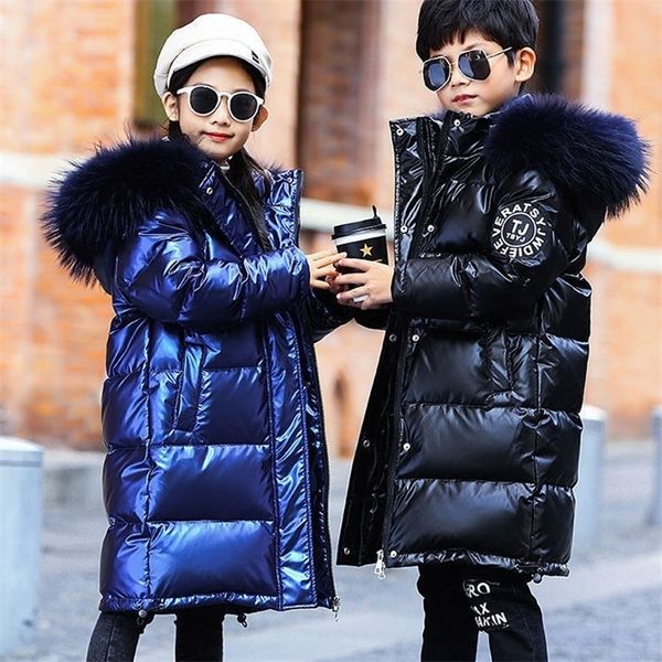 

down coat teenager autumn winter jackets boys girls fashion hooded parkas kids waterproof outwear warm thicken cotton lined child clothing 2, Blue;gray