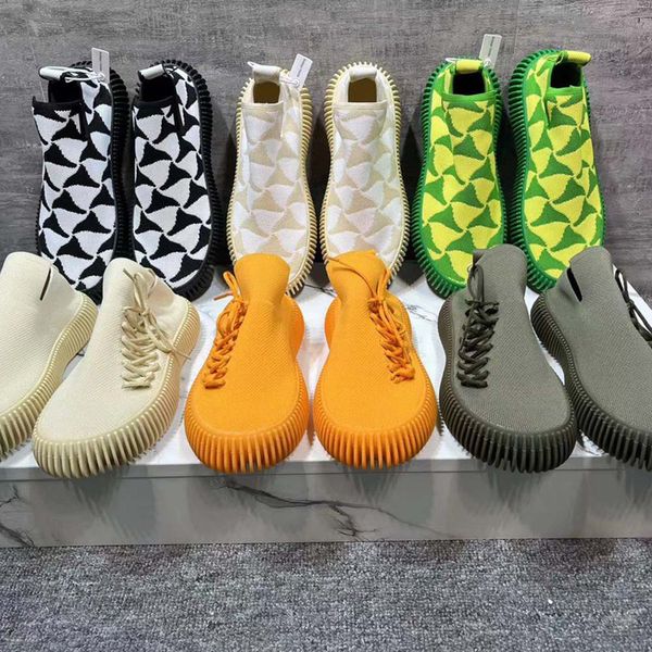 

designer shoes men sneakers women trainers fashion ripple tech knit sneaker casual bottegas lace-up orange black optic white khaki slip a2