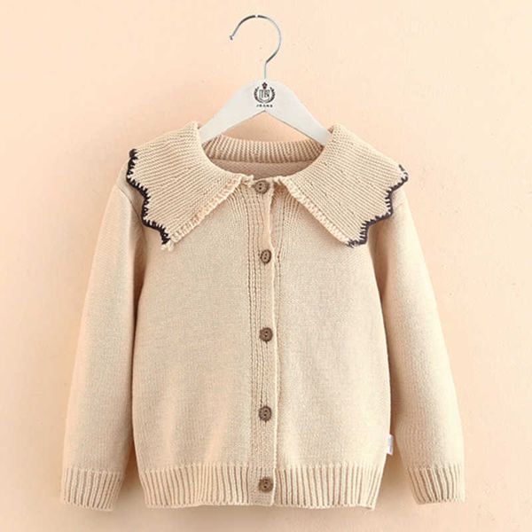 

pullover 2022 autumn winter spring 2 3 4 6 8 10 12 years children flower collar knitted jacket long sleeve cardigan sweater for kids girl l2, Blue