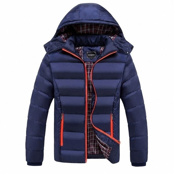 

mens down parkas winter hooded jackets warm breathable thick coats male overcoat brand clothing 5xl casacas para hombre 2201006, Black