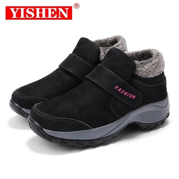 

boots yishen women shoes winter warm plush antiskid waterproof outdoor walking sneaker chunky shoes snow boots chaussures pour femmes 221007, Black