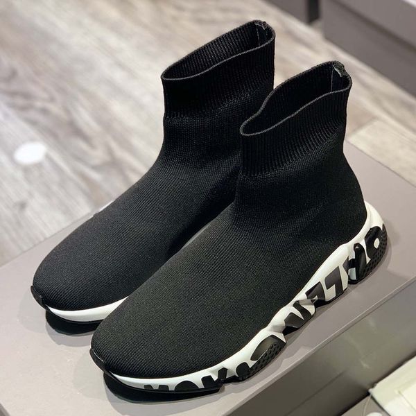

designer sock lace-up casual shoes speed runner trainer 1.0 sneakers luxury women men fashion socks speeds sneaker platform stretch knit lac, Black