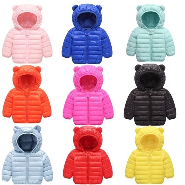 

down coat baby solid hooded down jackets for kids coats autumn winter girl boy warm jacket coat with ear children zipper jacket outerwear 22, Blue;gray