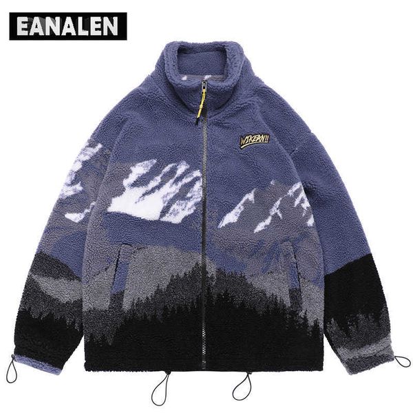 

men's down parkas harajuku vintage stitching parka men's oversized park boyfriend style graffiti down jacket fleece jacket ladies, Black