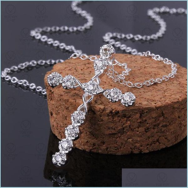 

pendant necklaces cross sailing sterling sier plated jewelry necklace for women wn668 nice 925 pendant necklaces with chain75q2 drop dhds8, Silver
