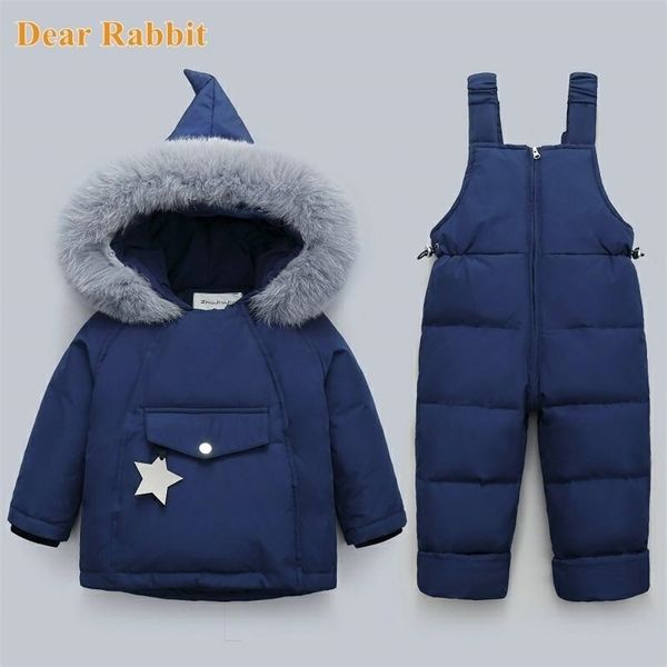 

down coat children winter down jacket jumpsuit 2pcs kids toddler girl boy clothes coat pants suit warm parka baby overalls clothing sets 221, Blue;gray