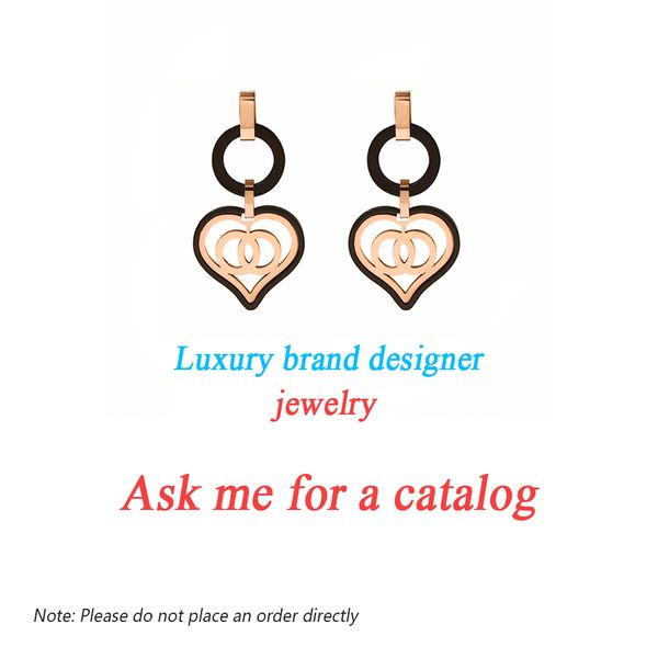 

classic design letters earrings black gold rose ear studs stainless steel luxurious for women trendy hoop fashion jewelry wholesale, Golden;silver