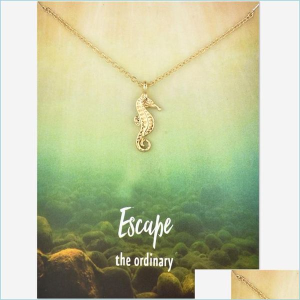 

pendant necklaces seahorse pendant necklace for women charm jewelry gold sier color wish card necklaces choker gifts drop bdejewelry dhlt1, Silver